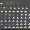 Various Weather Icons Including Clouds Sun Rain Snow Lightning And Moon Design Elements 3d model