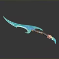 Blue Glowing Fantasy Blade With Golden Accents And Blue Hilt Elegant Design