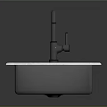 Modern Kitchen Sink Square Single Bowl With Matte Black Faucet Minimalist Design