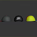 Trendy Baseball Caps In Gray And Multicolor Designs With Stylish Logos And Patterns 3d model