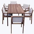 Modern Rectangular Wooden Dining Table Set With Six Upholstered Wooden Frame Chairs 3d model