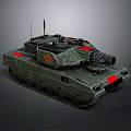 Military Tank With Green Armor Red Star Emblem Cannon And Tracks