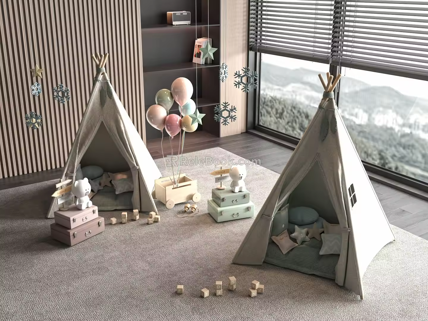 Children's tent balloon building blocks 3d model