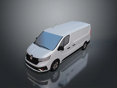 White Renault Commercial Van With Modern Exterior And Reflective Surface Design 3d model