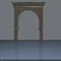 Classical Stone Flush Door With Arched Frame And Carved Decorative Details