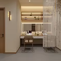 Beauty Hair Salon Interior With Vanity Table Mirror Bamboo Decor And Lighting