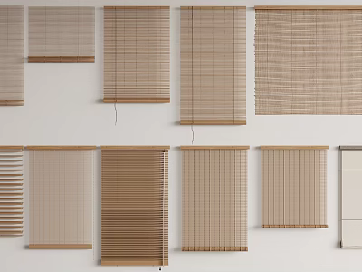 Various Window Blinds Styles With Natural Materials And Different Designs 3d model