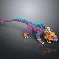 Purple Dragon Character With Blue Spines Golden Orange Decorations And Mechanical Elements