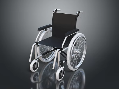 Modern Wheelchair With Black Seat White Frame Armrests And Large Wheels 3d model