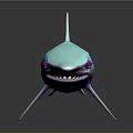 Turquoise Long Snouted Fish with Purple Fins and Sleek 3D Model Design
