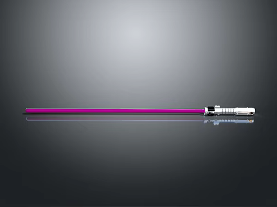 Purple Lightsaber Weapon With Silver Hilt On Reflective Gray Background 3d model