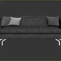 Stylish Gray Upholstered Modern Sofa With Decorative Pillows And Metal Legs
