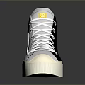 White High Top Sneakers With Blue And Yellow Accents And Brown Sole For Daily Wear