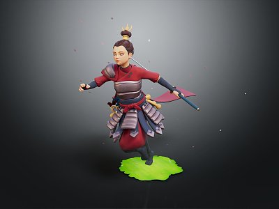 Modern game character warrior woman warrior heroine general woman 3d model