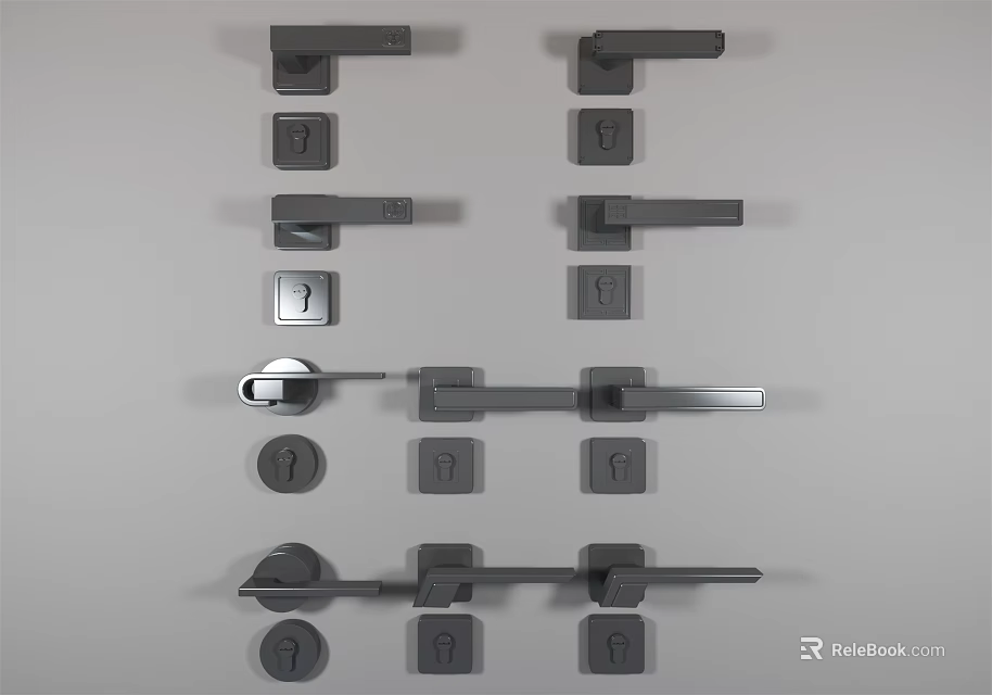 Modern Door Handles With Various Contemporary Designs And Stylish Finishes 3d model 