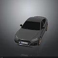 Modern Silver Sedan With Shiny Exterior Golden Copper Wheels And Reflective Surface