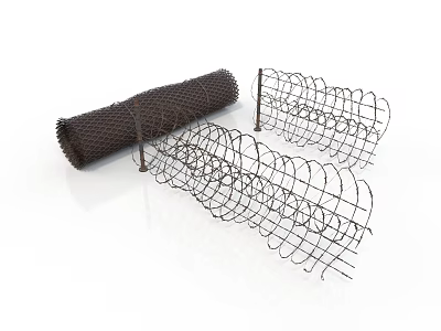 Rugged Style Barbed Wire Mesh with Barbed Wire Barbed Wire Protective Wire Fence Wire Metal Wire 3d model