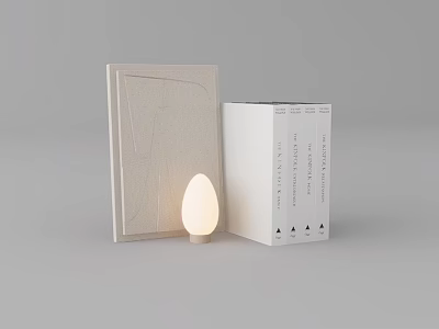 Minimalist Decorative Ornament Set With White Frame Stacked Books And Egg Shaped Lamp 3d model