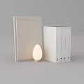 Minimalist Decorative Ornament Set With White Frame Stacked Books And Egg Shaped Lamp