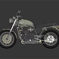 Vintage Classic Motorcycle With Round Headlight Black Leather Seat Spoke Wheels And Chrome Details