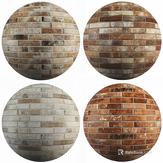 Decorative Spherical Components With Brick Textured Multi Colored Design Elements 3d model