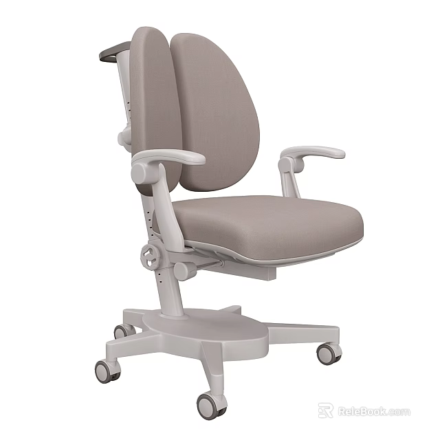 Ergonomic Gray Office Desk And Chair Combination With Adjustable Armrests And Casters 3d model 