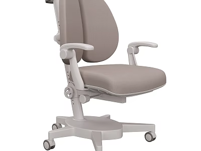 Ergonomic Gray Office Desk And Chair Combination With Adjustable Armrests And Casters 3d model