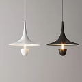Two Modern White and Black Pendant Lights with Conical Shades for Home Lighting