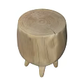 Natural Wood Stools With Round Top And Three Legs Simple Design 3d model