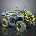 Black And Yellow Renegade All Terrain Vehicle With Large Off Road Tires And Sporty Design