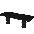 Modern Dark Wooden Rectangular Dining Table With Decorative Pillar Legs Design 3d model