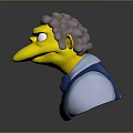 Cartoon Bird Character With Purple Curly Hair Yellow Body Blue Vest And Bow Tie