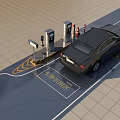 Public Parking Facility Featuring Marked Vehicle Recognition Area And Access Equipment 3d model