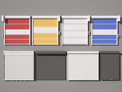 Various Colored Roller Shutters With Striped And Solid Designs For Exteriors 3d model