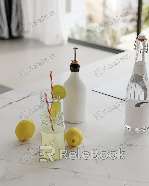 Modern Ornaments Combination Kitchen Ornaments Wine Bottle Cup Lemon model