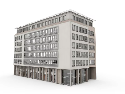 Modern Multi Story Building Exterior With Large Windows And Glass Entrance 3d model