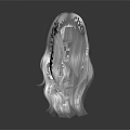 Human Head Model With Long White Flowy Hair And Dark Background Reflection 3d model