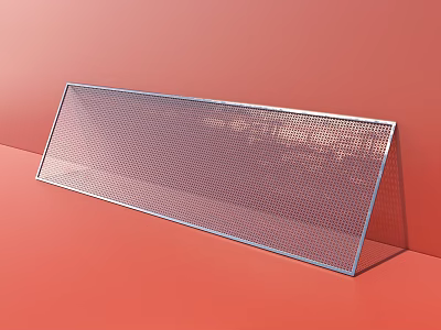 Metal Mesh Object With Triangular Stand And Perforated Surface On Red Background 3d model