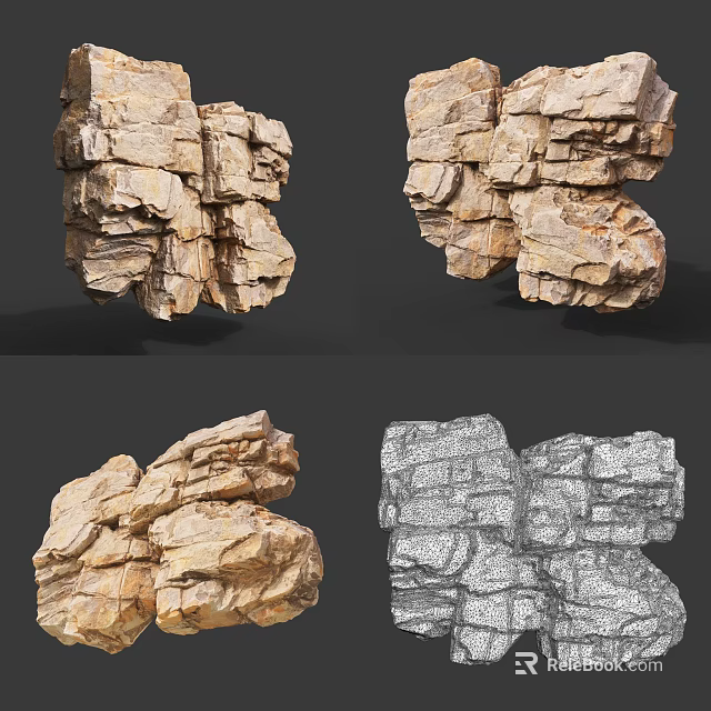 Natural Stone And Wood Texture Design Elements For Interior Decoration Projects 3d model 