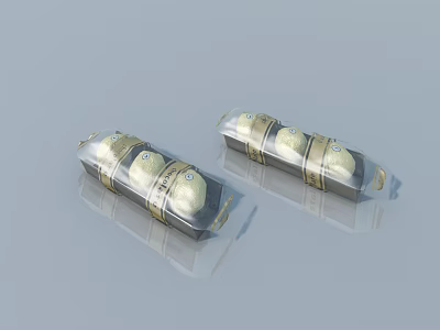 Two Wrapped Industrial Equipment Components With Metal Surfaces And Labels 3d model