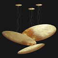 Elegant Modern Golden Oval Pendant Light With Multiple Hanging Discs Design 3d model