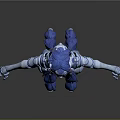 Blue Female Robot With Mechanical Body Structure And Futuristic Blue Hair