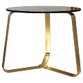 Modern Functional Table With Gold Metal Frame And Round Glass Top Design