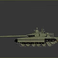 Military Tank With Rotating Turret Long Barrel And Tracked Design