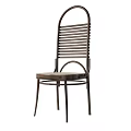 Modern Leisure Chairs With Metal Frame Curved Backrest And Wooden Seat Design