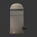 Gray Cylindrical Household Trash Can With Black Rope And Simple Design