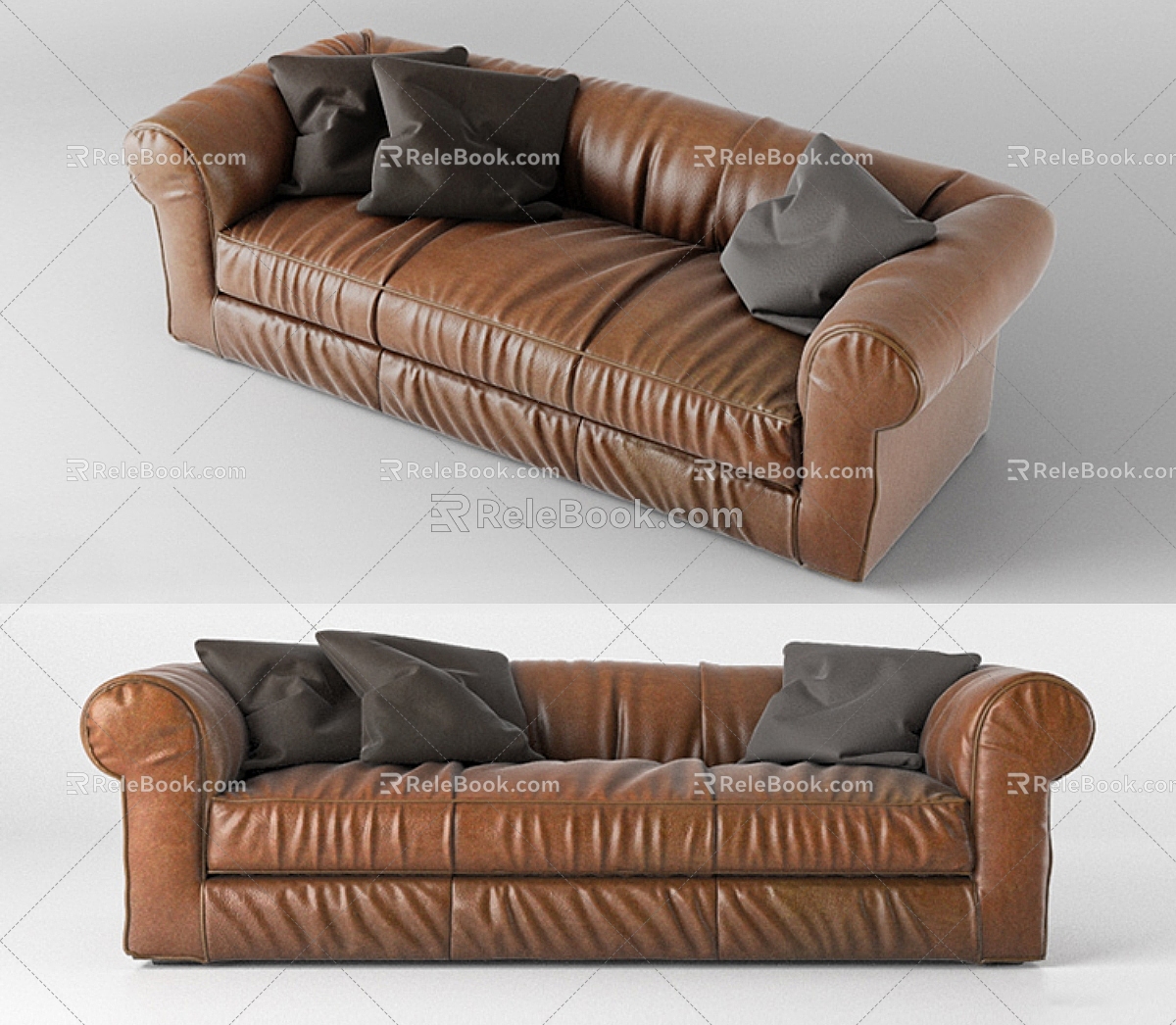 Baxter leather two-seat sofa 3d model