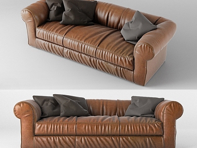 Baxter leather two-seat sofa 3d model