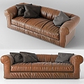 Baxter leather two-seat sofa 3d model