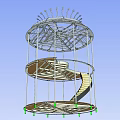 Decorative Dome Structure With Metal Frame Spiral Staircase And Layered Platforms 3d model